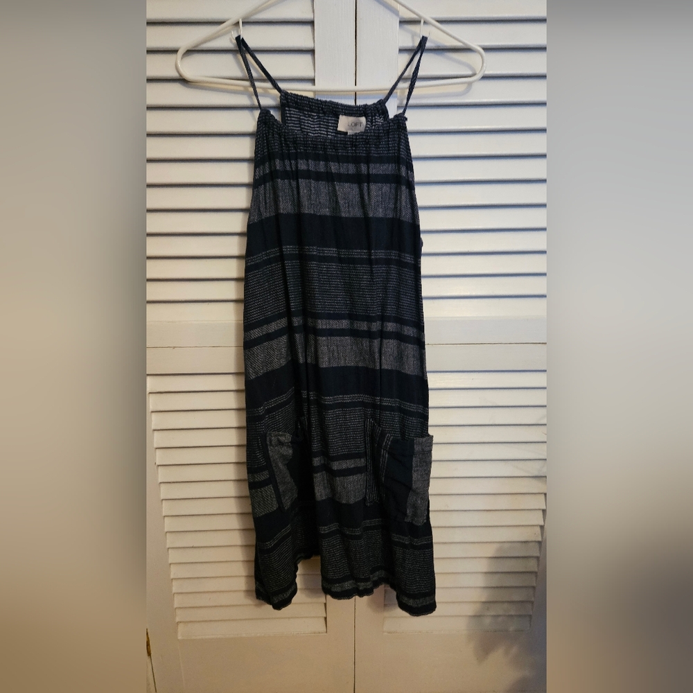 Striped Navy and Blue Sleeveless Dress